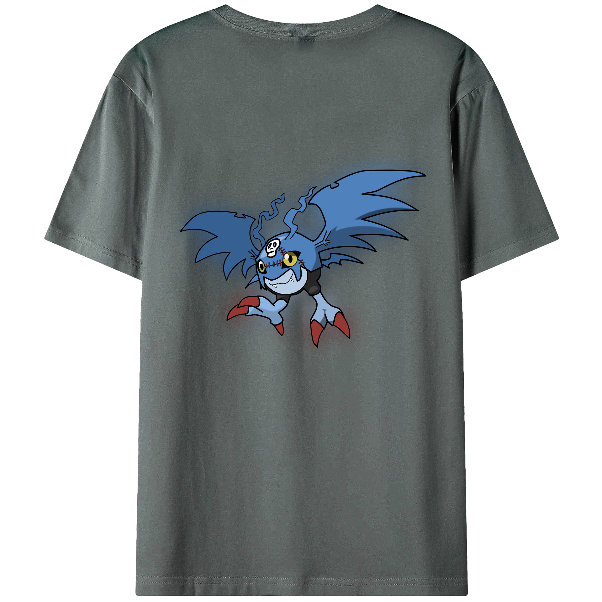 （画像用） Digimon デジタルモンスター/デジモン 綿100％ メンズ半袖Tシャツ（バックプリント） 通気性